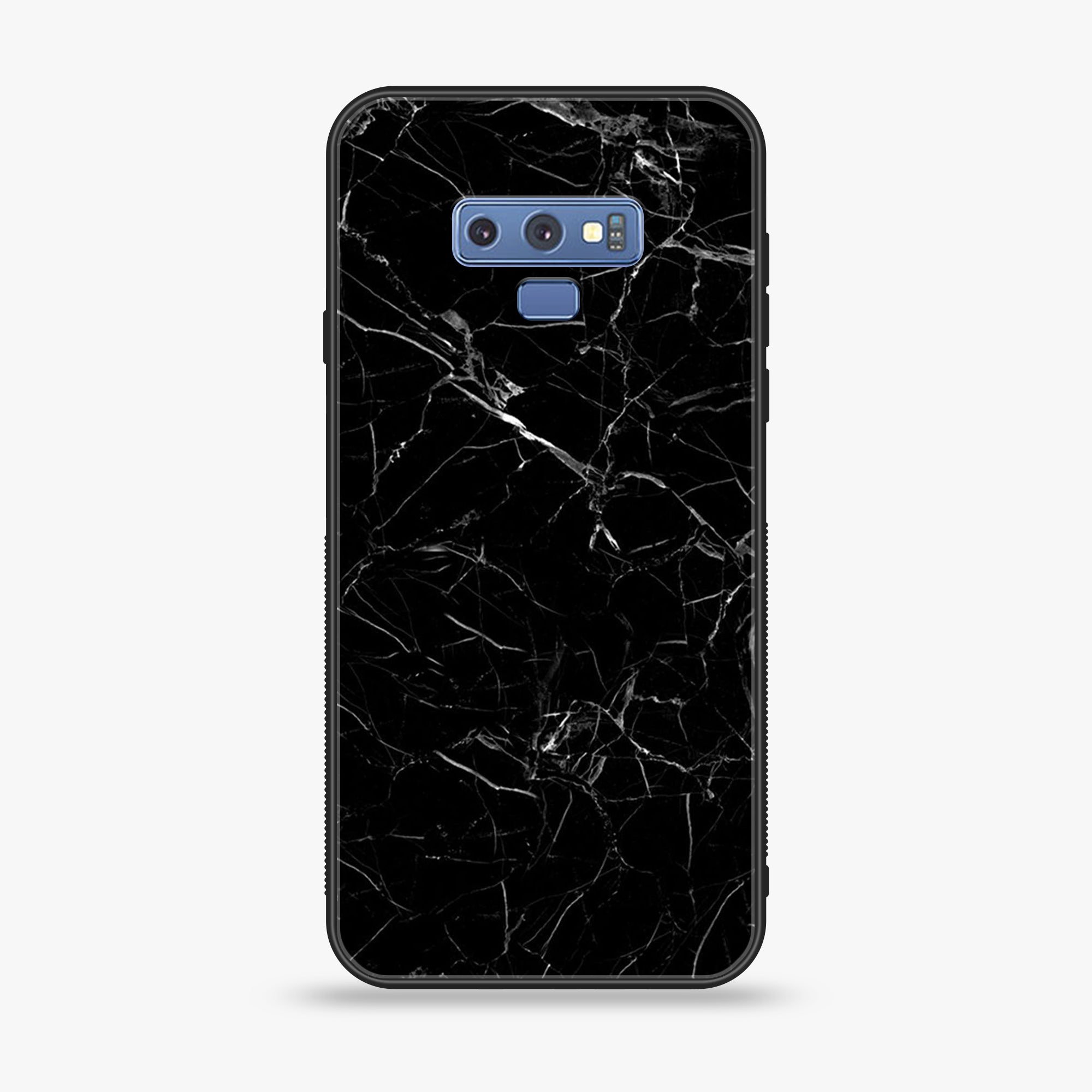 Samsung Galaxy Note 9 - Black marble Series - Premium Printed Glass soft Bumper shock Proof Case