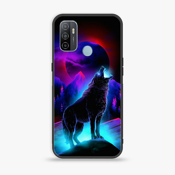 Oppo A53 - Wolf Series - Premium Printed Glass soft Bumper shock Proof Case