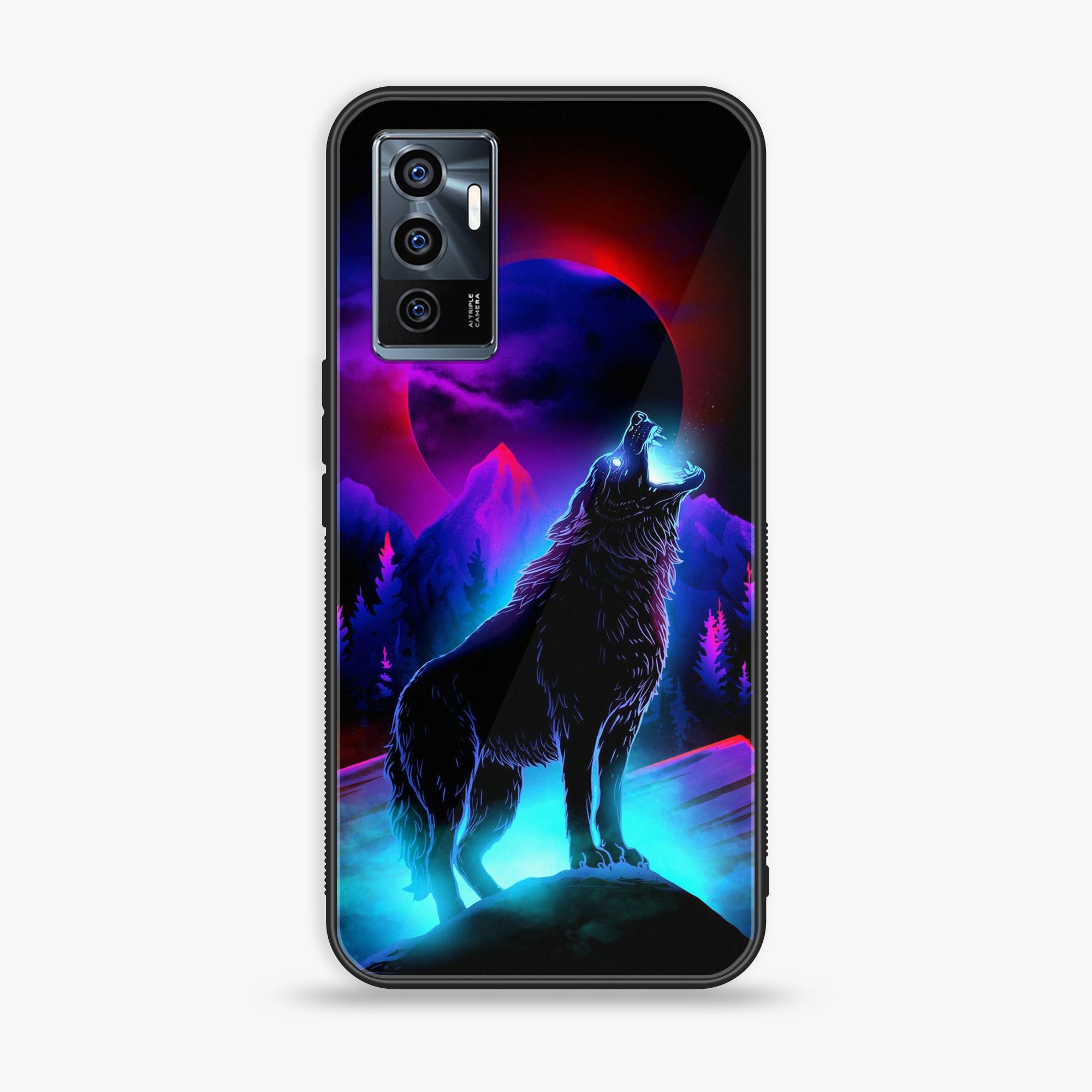 Vivo V23e - Wolf Series - Premium Printed Glass soft Bumper shock Proof Case