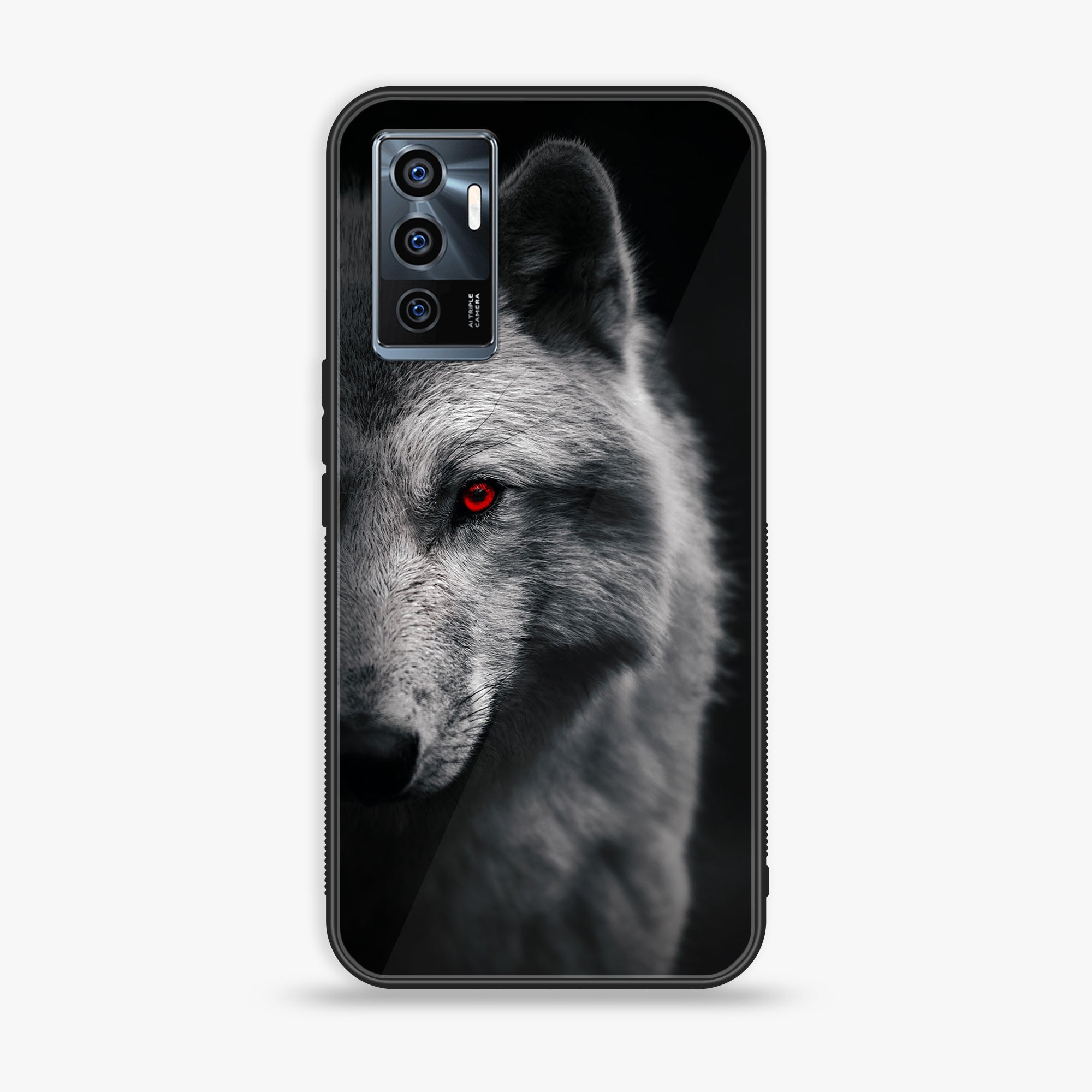 Vivo V23e - Wolf Series - Premium Printed Glass soft Bumper shock Proof Case