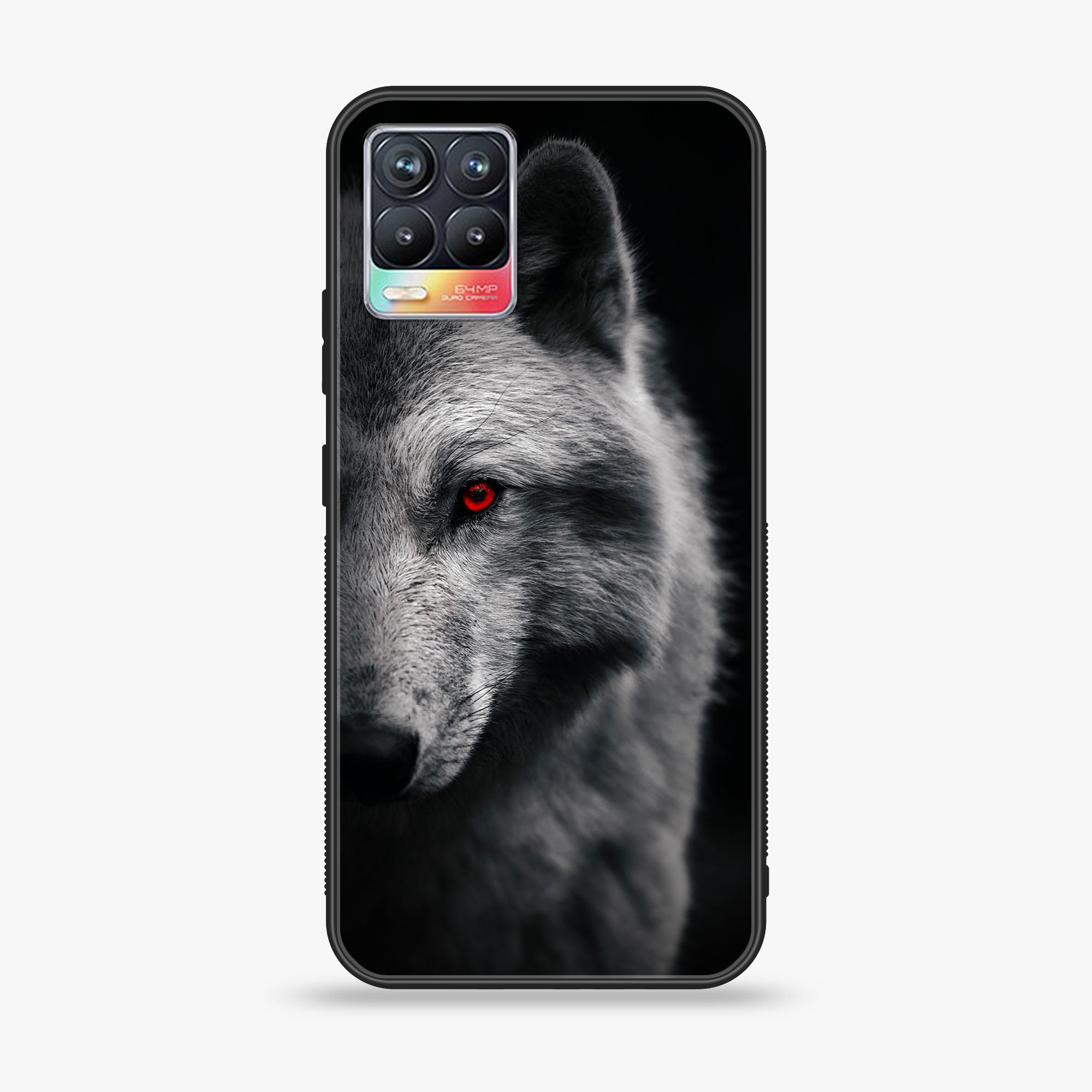 Realme 8 - Wolf Series - Premium Printed Glass soft Bumper shock Proof Case