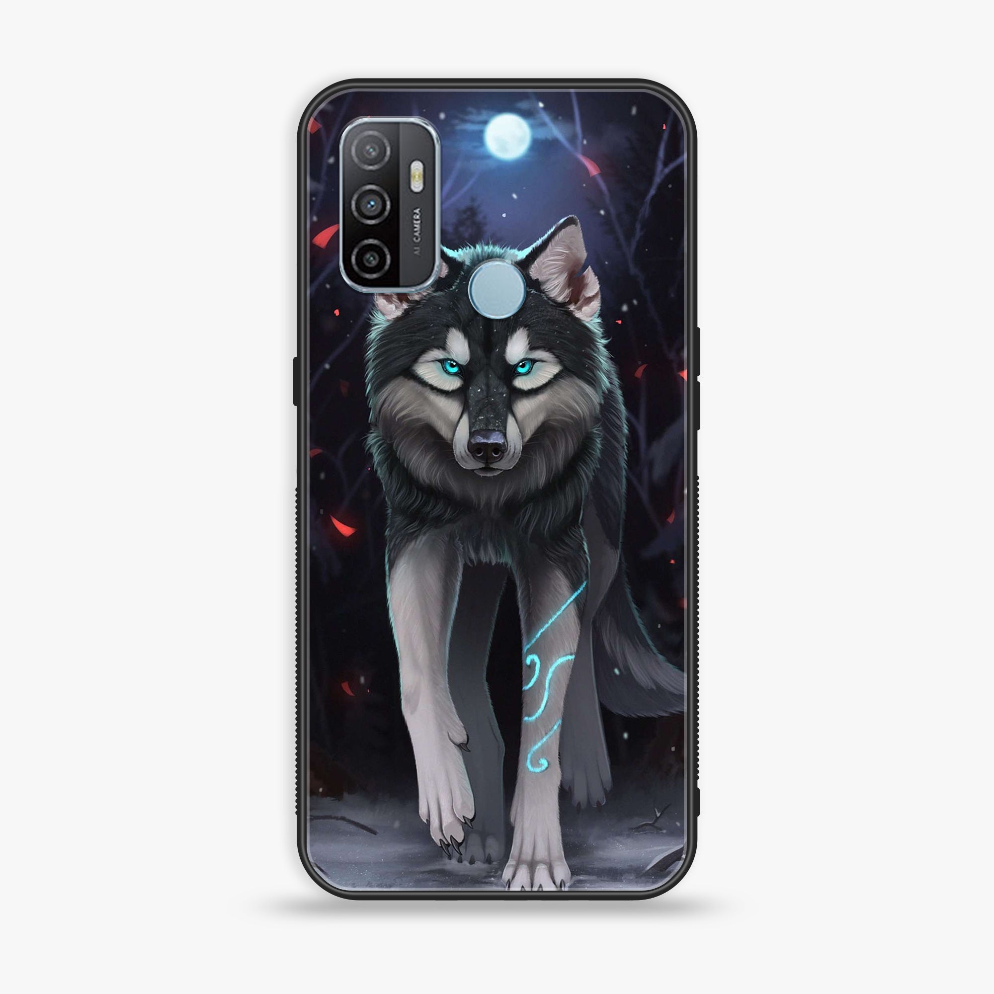 Oppo A53 - Wolf Series - Premium Printed Glass soft Bumper shock Proof Case