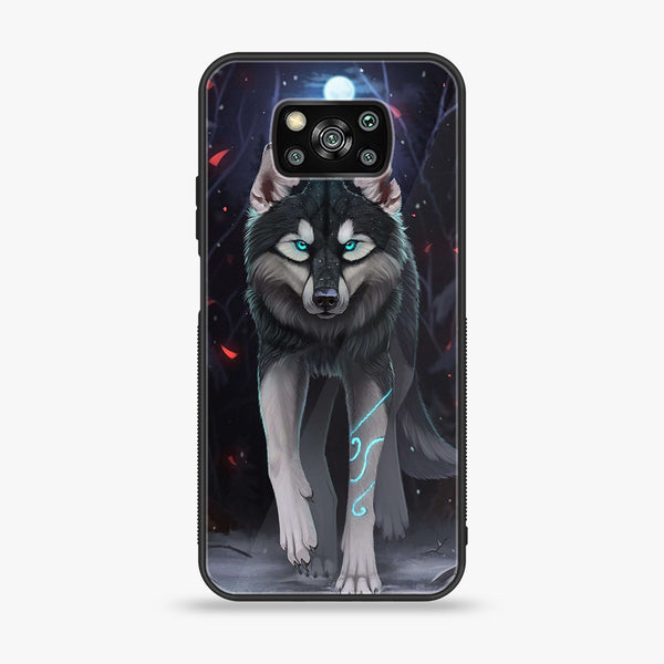 Xiaomi Poco X3 - Wolf Design 8 - Premium Printed Glass soft Bumper shock Proof Case CS-19587