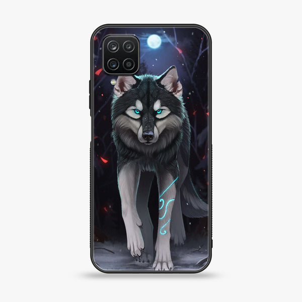 Samsung Galaxy A12 / A12 Nacho - Wolf Design 8- Premium Printed Glass soft Bumper shock Proof Case CS-6999