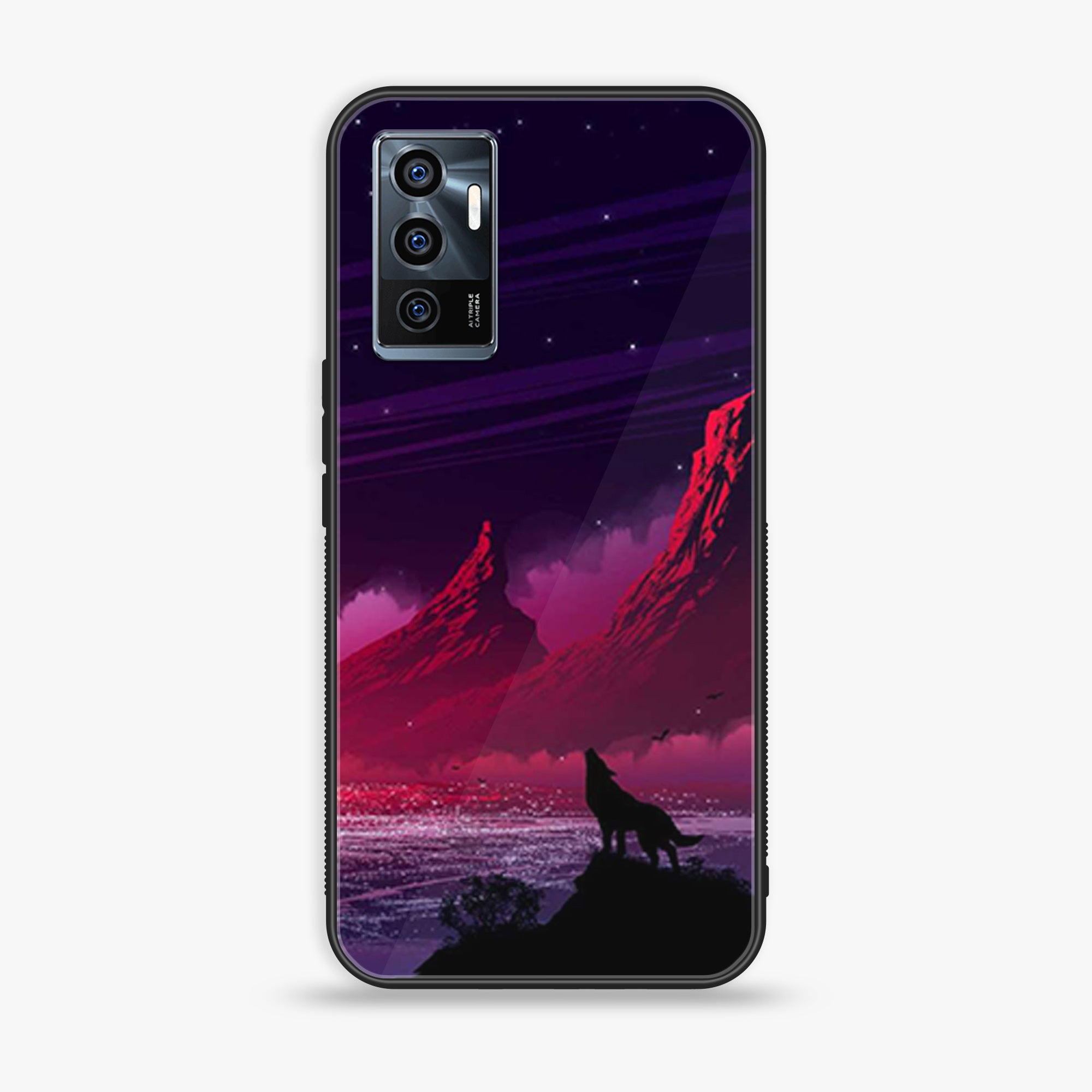 Vivo V23e - Wolf Series - Premium Printed Glass soft Bumper shock Proof Case