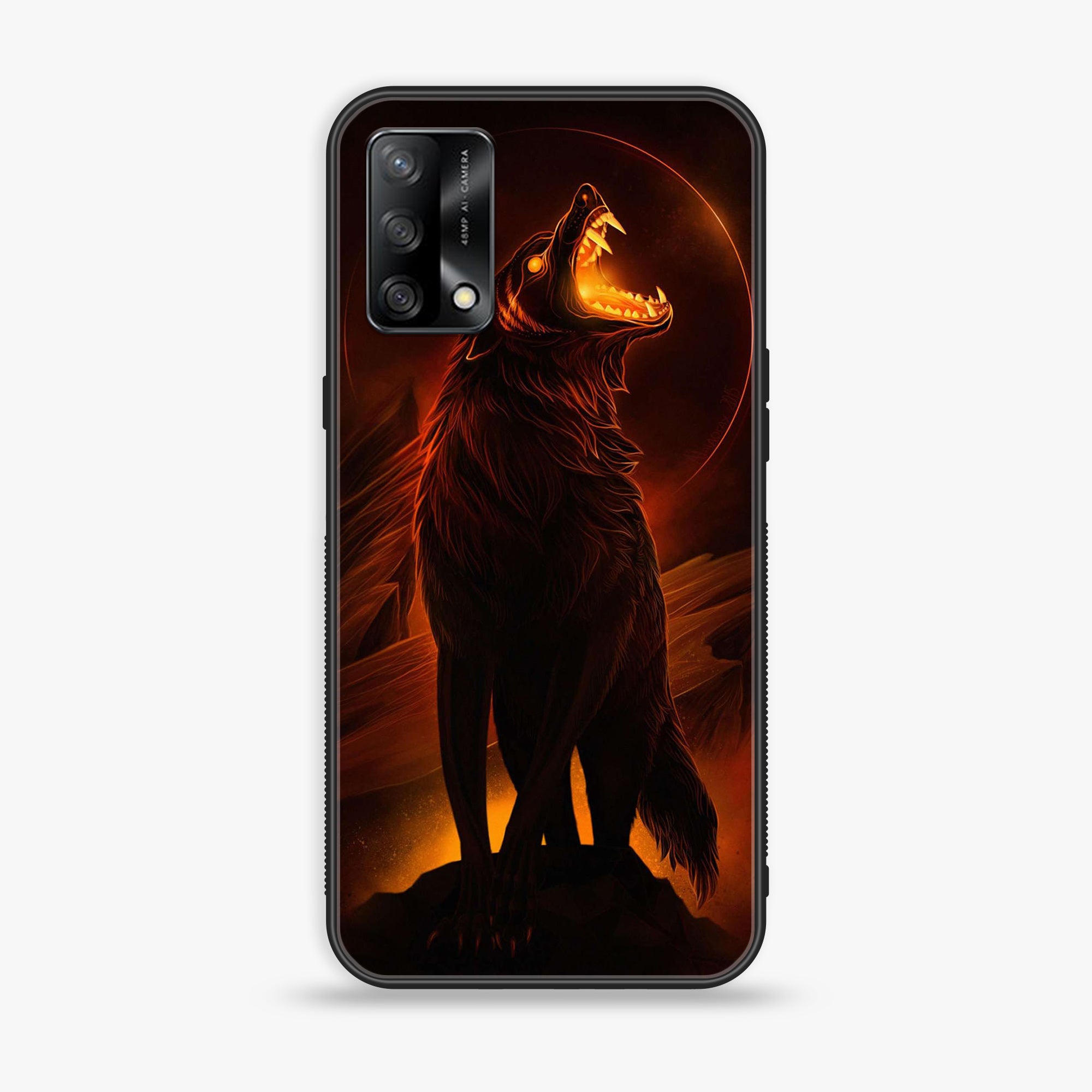 Oppo A74 - Wolf Series - Premium Printed Glass soft Bumper shock Proof Case