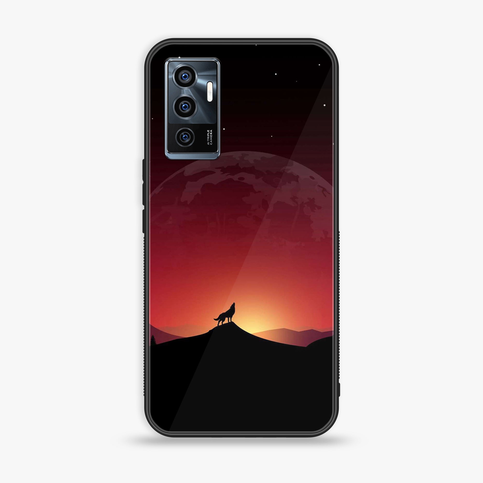 Vivo V23e - Wolf Series - Premium Printed Glass soft Bumper shock Proof Case