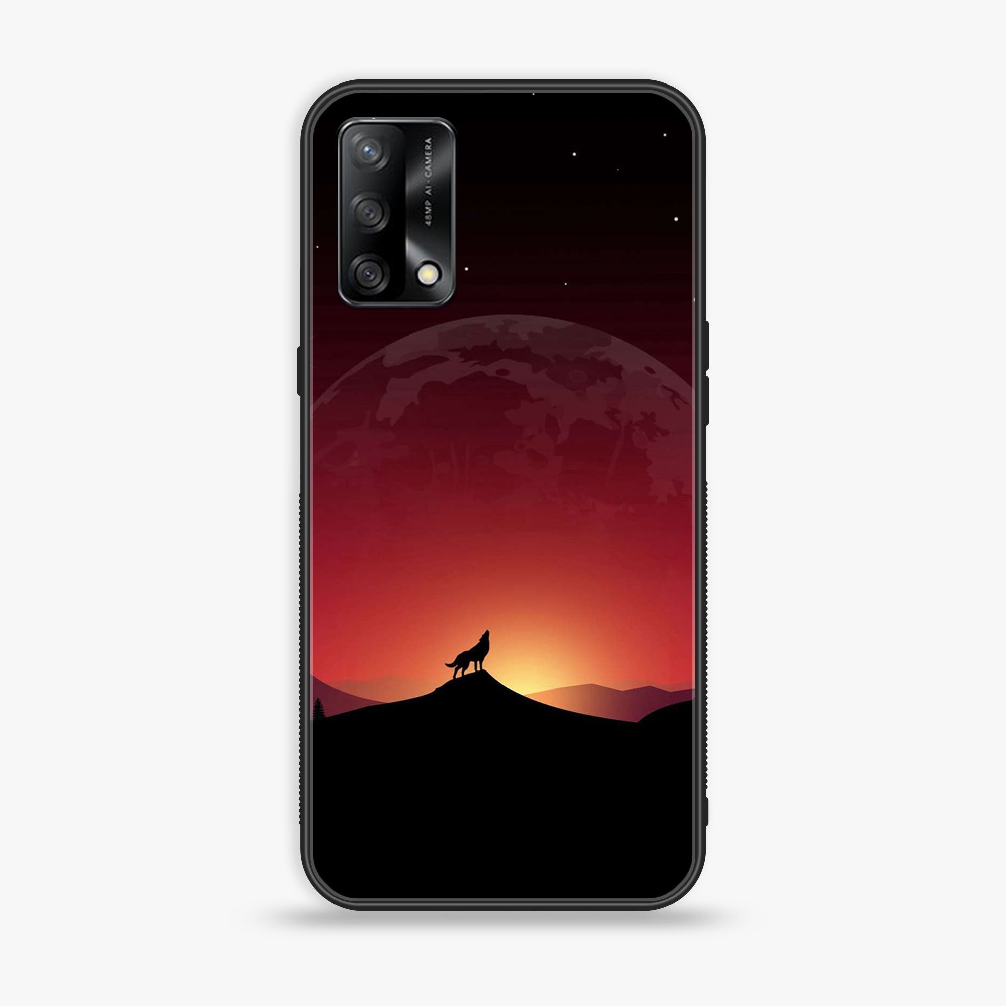 Oppo A95 - Wolf Series - Premium Printed Glass soft Bumper shock Proof Case