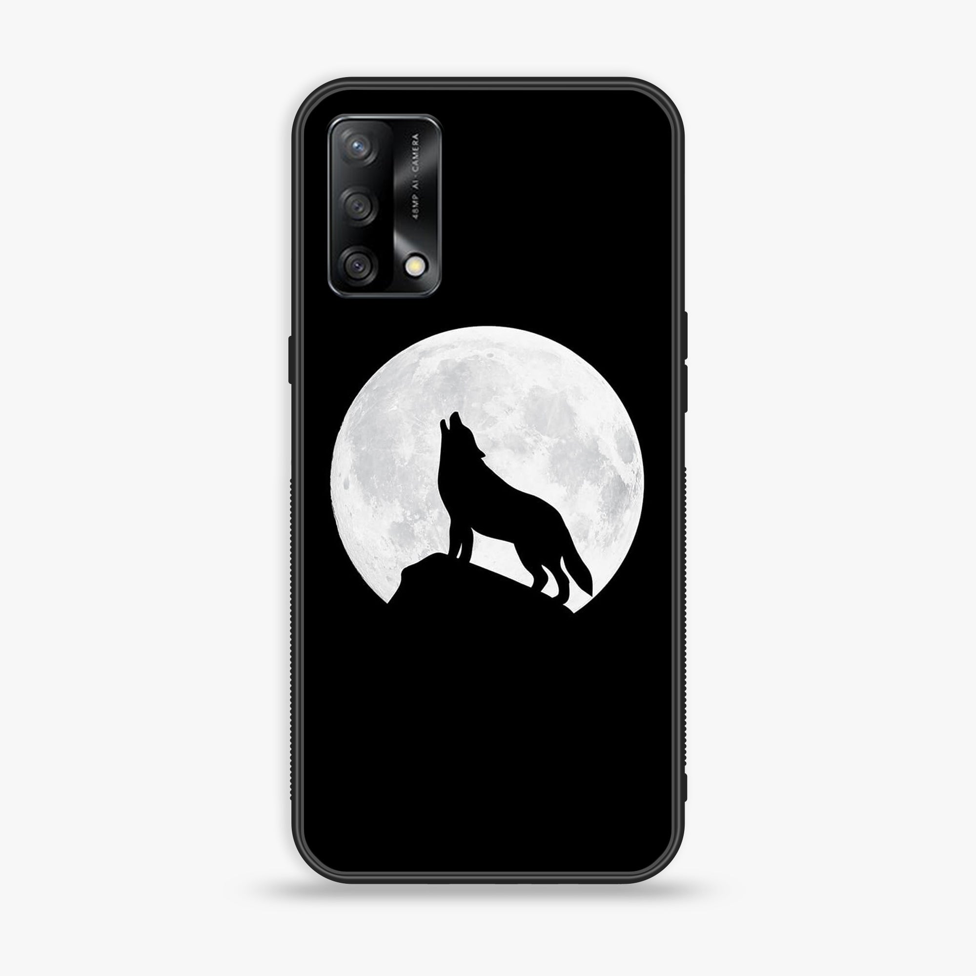 Oppo A95 - Wolf Series - Premium Printed Glass soft Bumper shock Proof Case