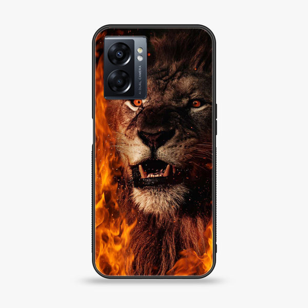 Oppo A57 2022 /A77 4G/ A77S /OnePlus N20 SE  - Tiger Art Design 2  - Premium Printed Glass soft Bumper shock Proof Case CS-33132