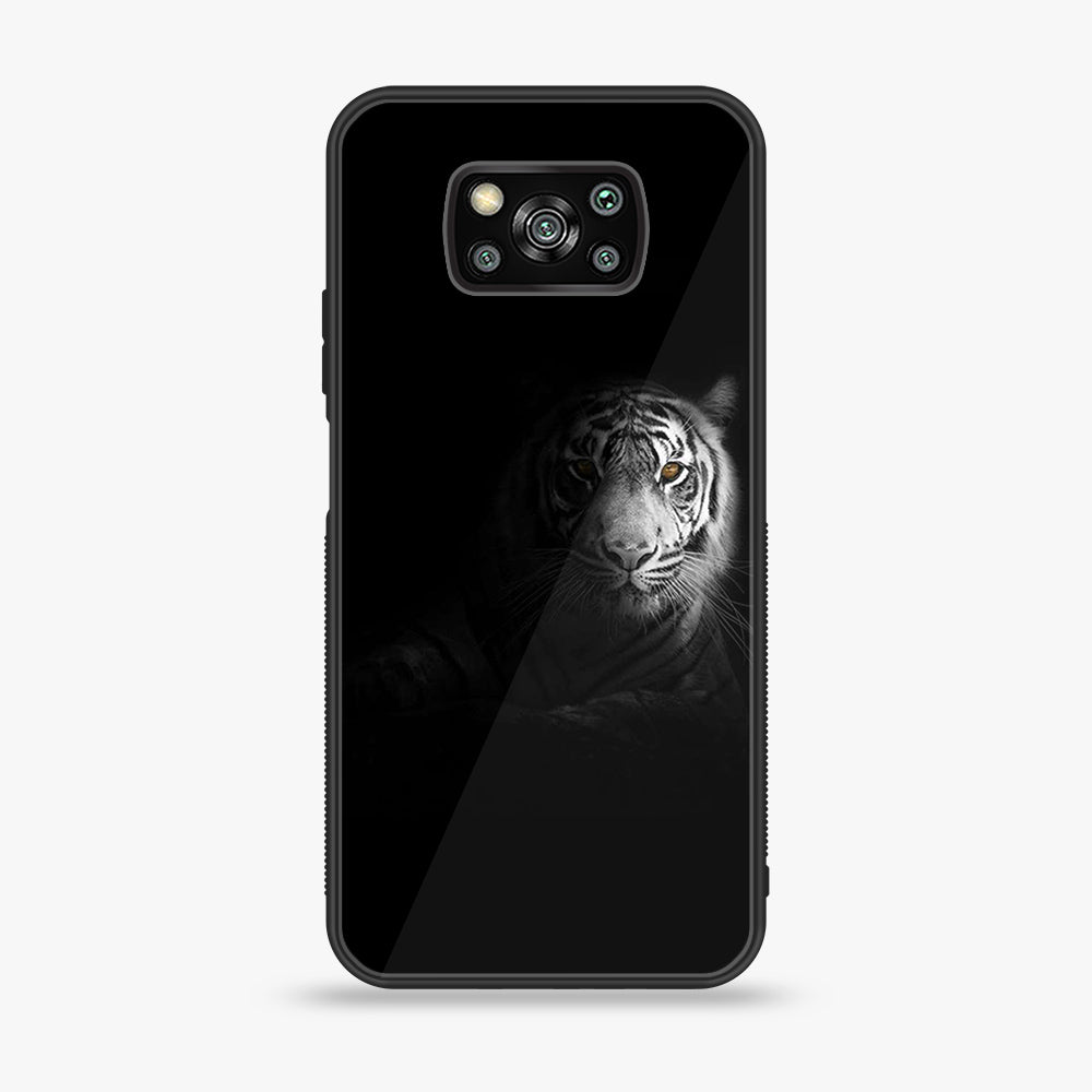 Xiaomi Poco X3 - Tiger  Series - Premium Printed Glass soft Bumper shock Proof Case