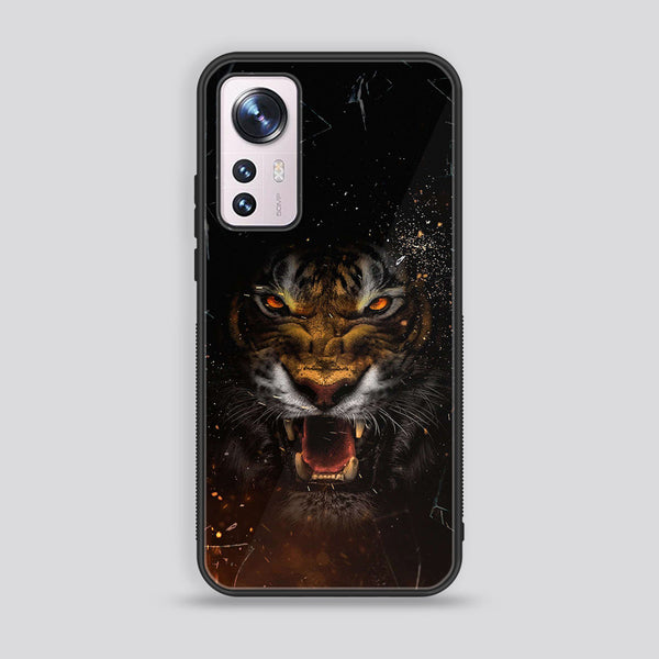 Xiaomi 12 Pro  Tiger Art Design 9 Premium Printed Glass soft Bumper shock Proof Case CS-20529