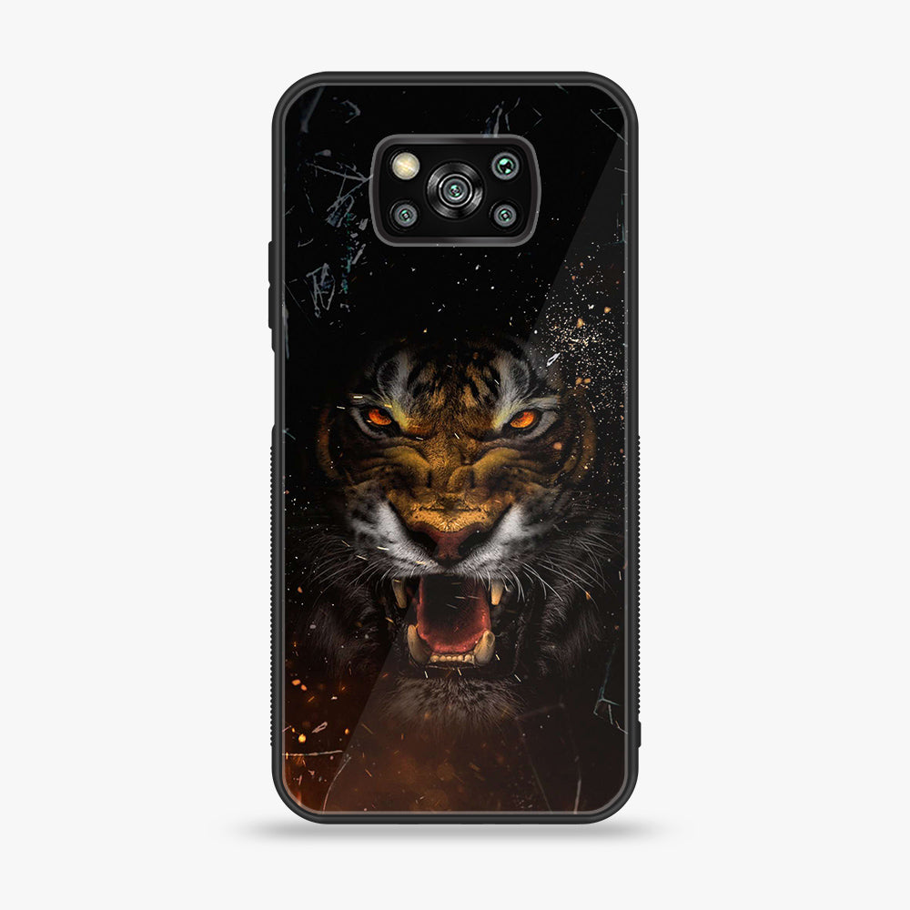 Xiaomi Poco X3 Pro - Tiger  Series - Premium Printed Glass soft Bumper shock Proof Case