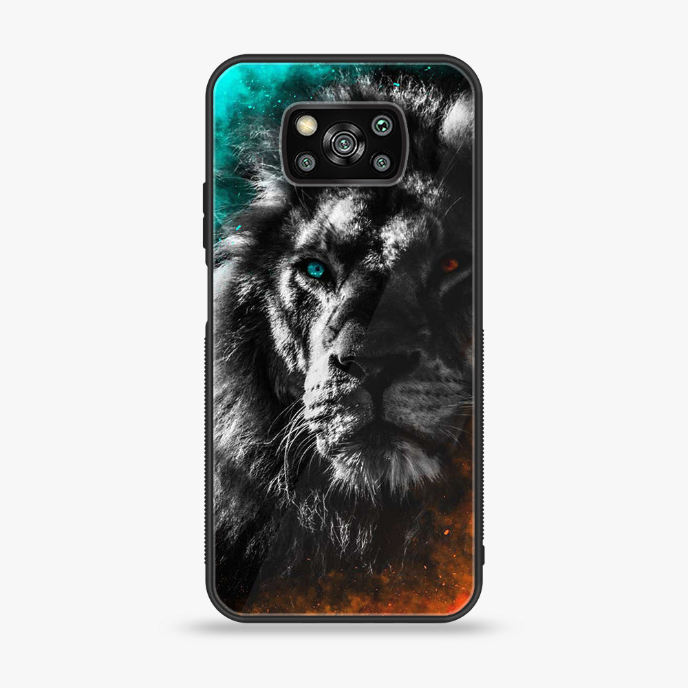 Xiaomi Poco X3 - Tiger  Series - Premium Printed Glass soft Bumper shock Proof Case