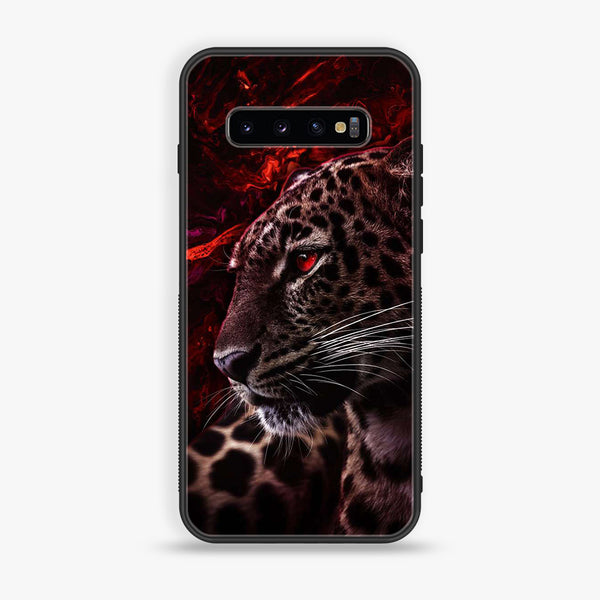 Galaxy S10 Plus - Tiger Art Design 5- Premium Printed Glass soft Bumper shock Proof Case CS-29675