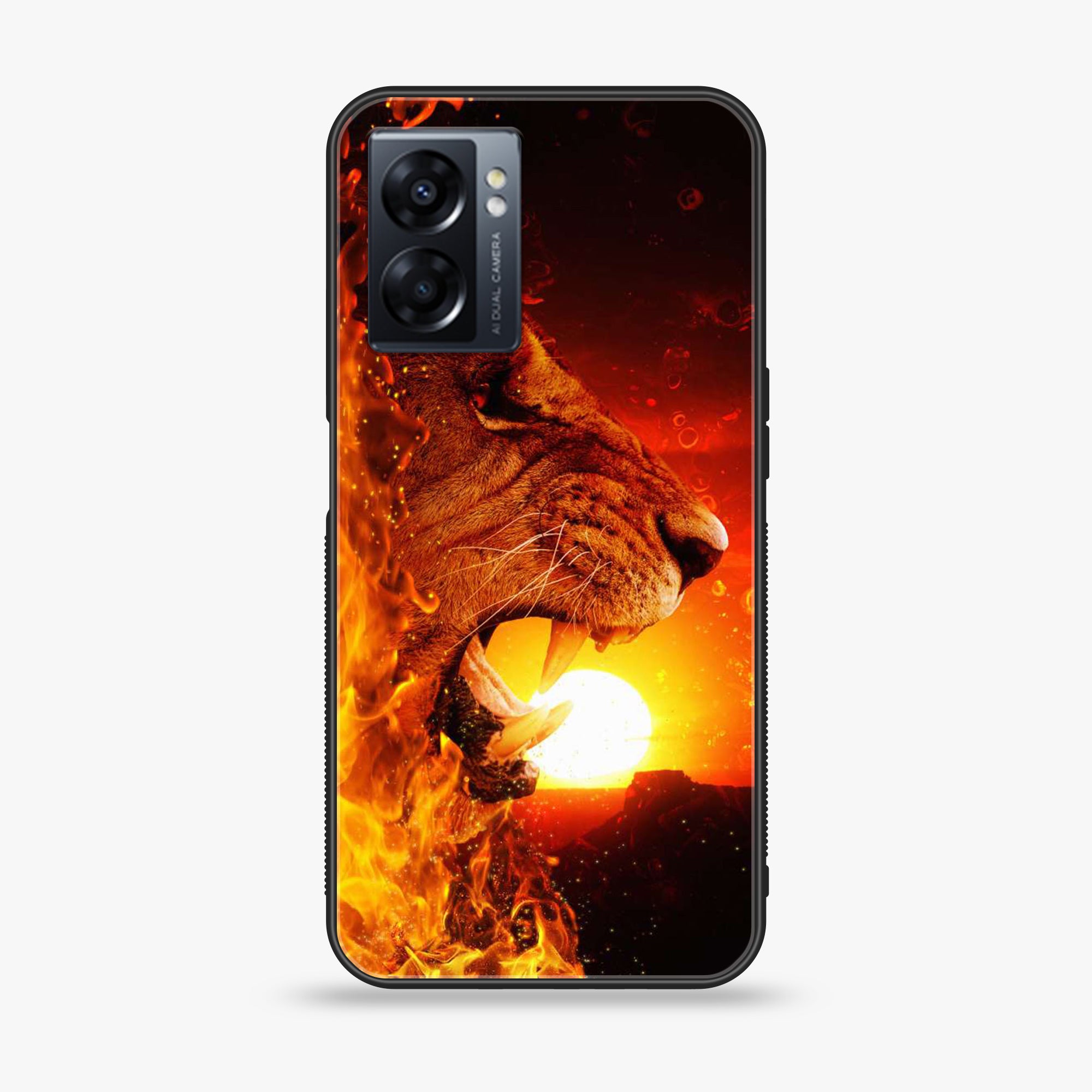 Oppo A57 2022 - Tiger Art Series - Premium Printed Glass soft Bumper shock Proof Case