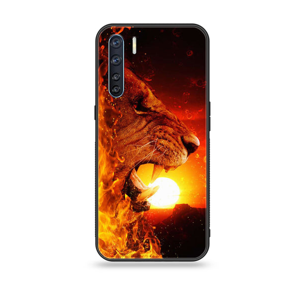 Oppo Reno 3 / OPPO A91 / F15  - Tiger Art Design 1- Premium Printed Glass soft Bumper shock Proof Case CS-10968