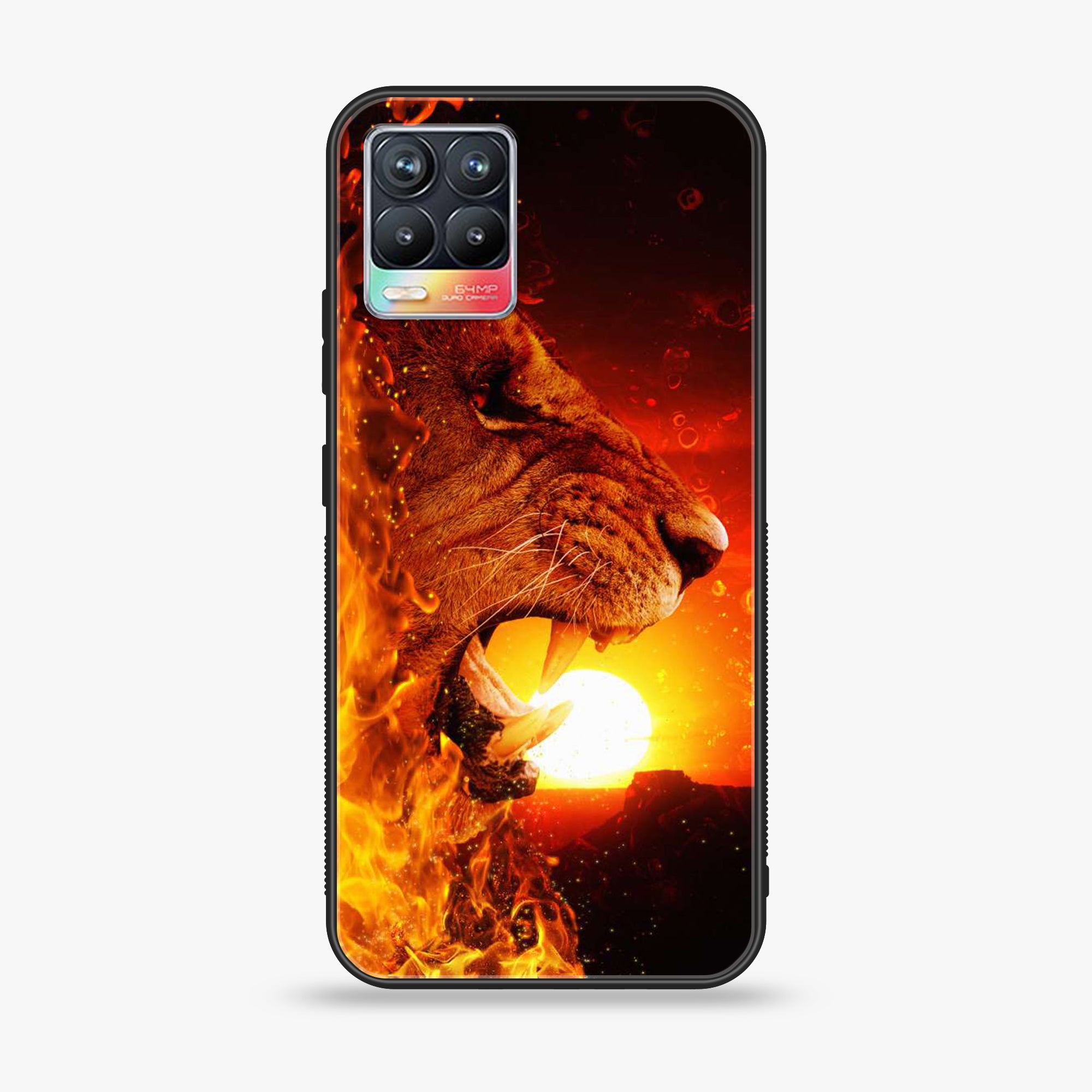 Realme 8 - Tiger Art Series - Premium Printed Glass soft Bumper shock Proof Case