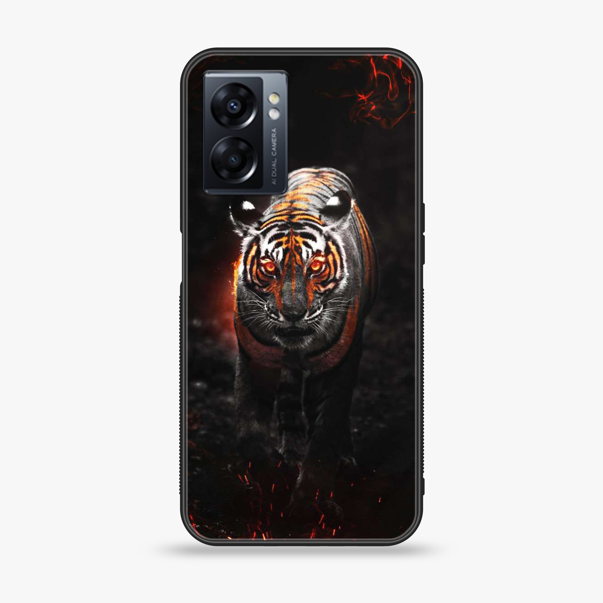 Oppo A57 2022 - Tiger Art Series - Premium Printed Glass soft Bumper shock Proof Case