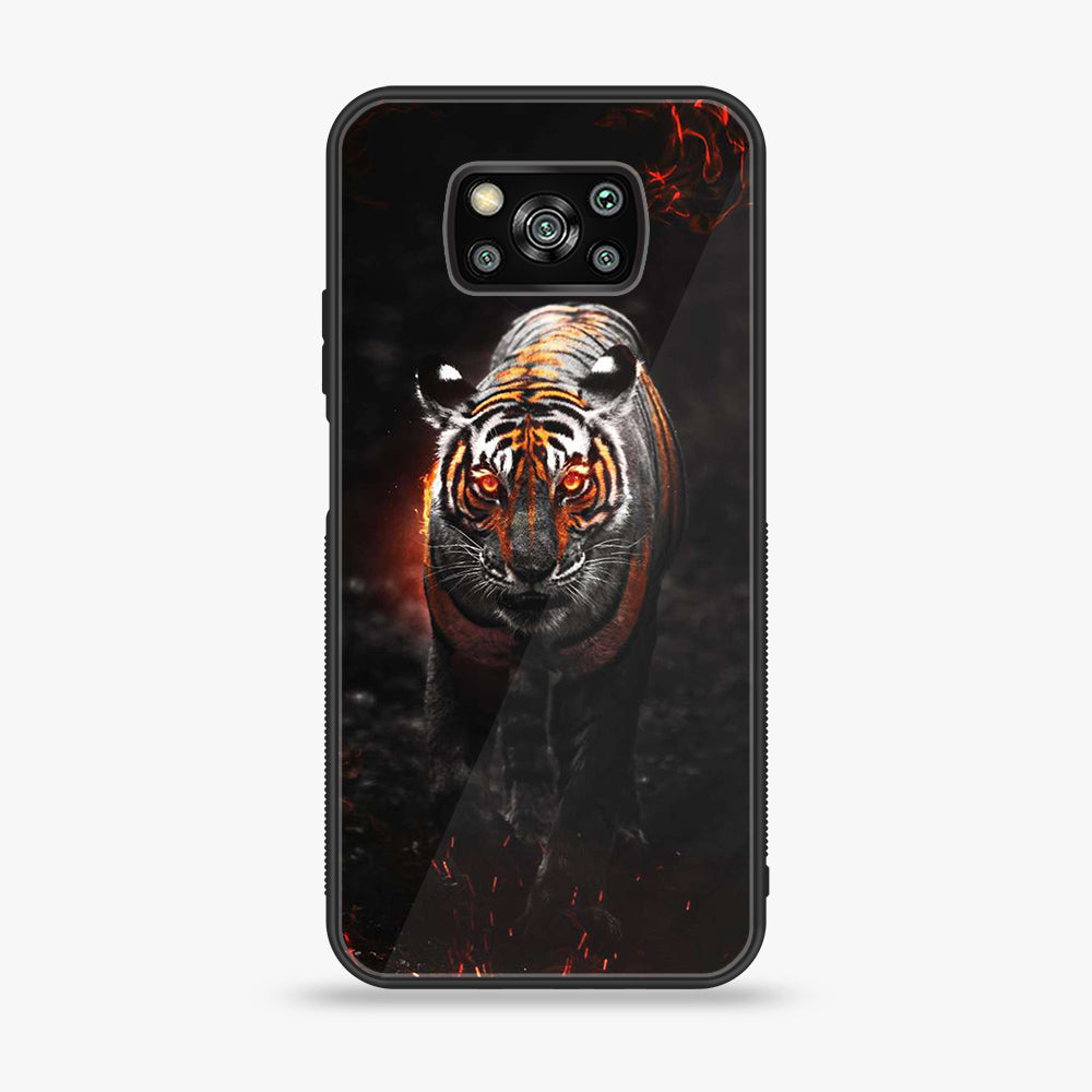 Xiaomi Poco X3 Pro - Tiger  Series - Premium Printed Glass soft Bumper shock Proof Case