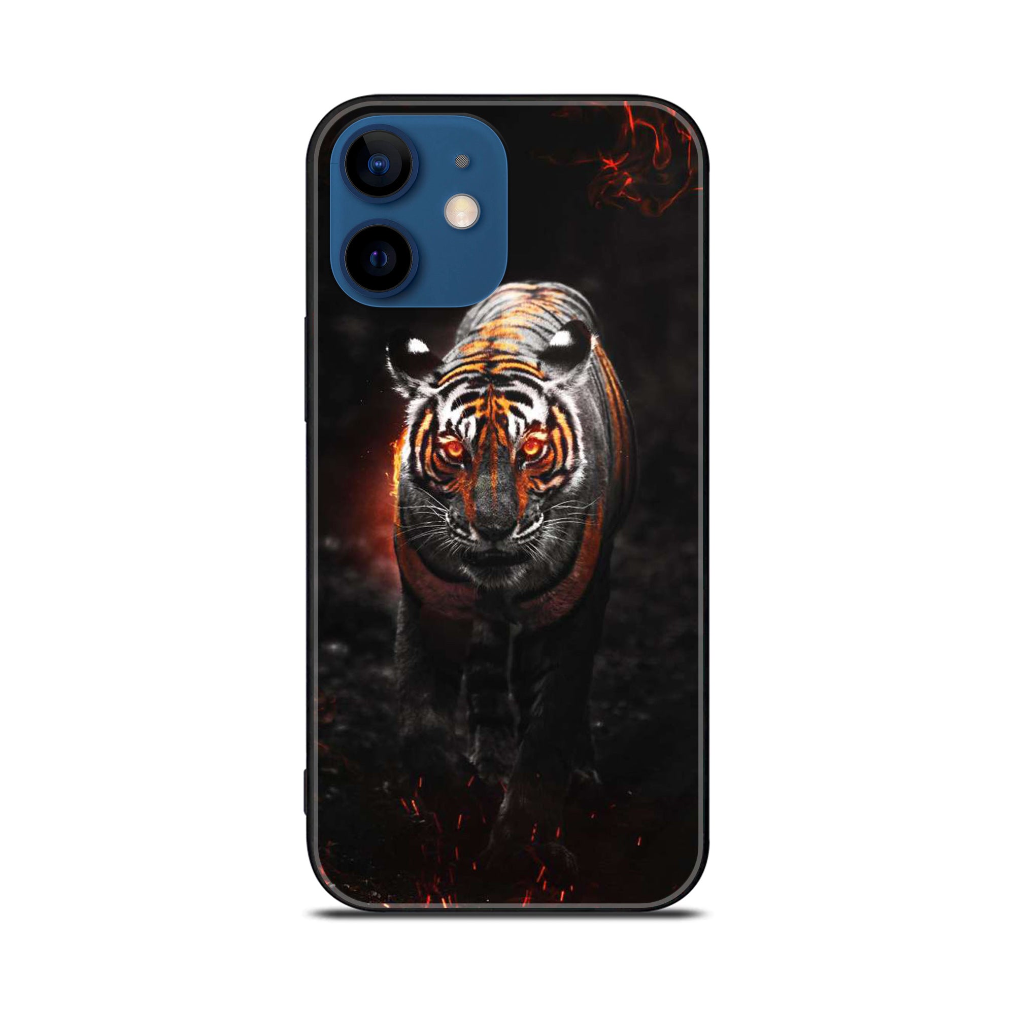 iPhone 12 Mini Tiger Art Series  Premium Printed Glass soft Bumper shock Proof Case