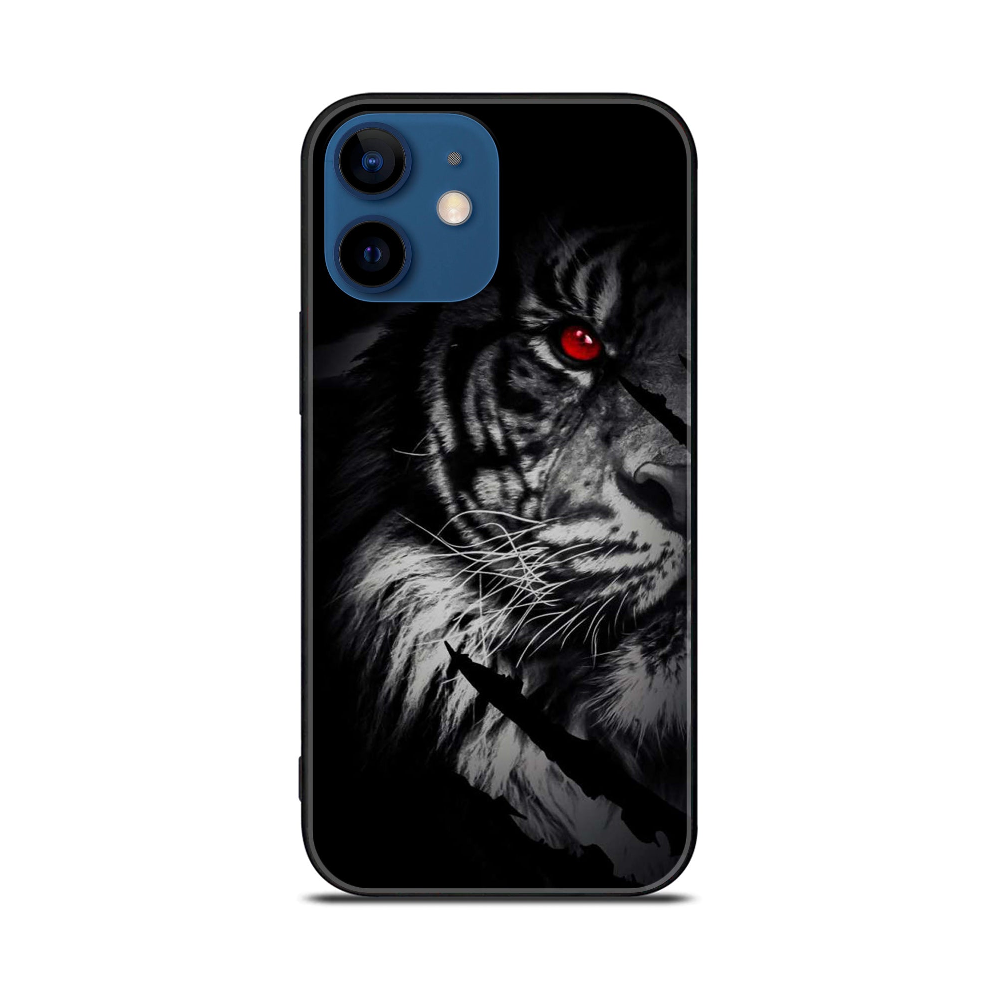 iPhone 12 Mini Tiger Art Series  Premium Printed Glass soft Bumper shock Proof Case