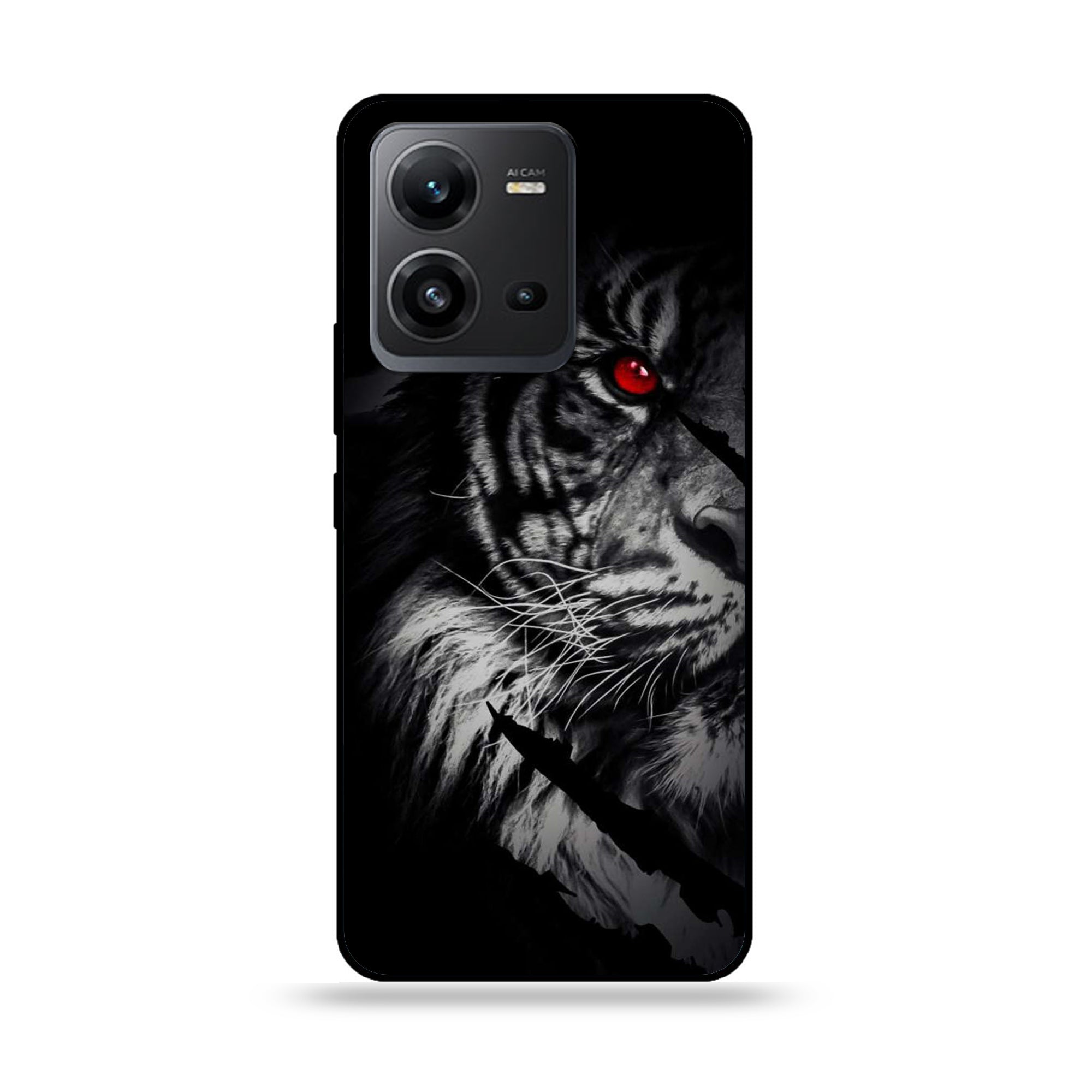 Vivo V25 5G  - Tiger Art Series - Premium Printed Glass soft Bumper shock Proof Case