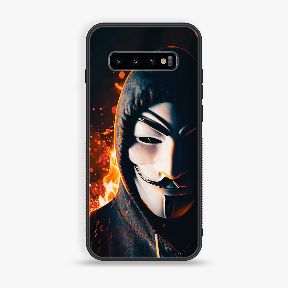 Galaxy S10 Plus - Anonymous 2.0 series - Premium Printed Glass soft Bumper shock Proof Case