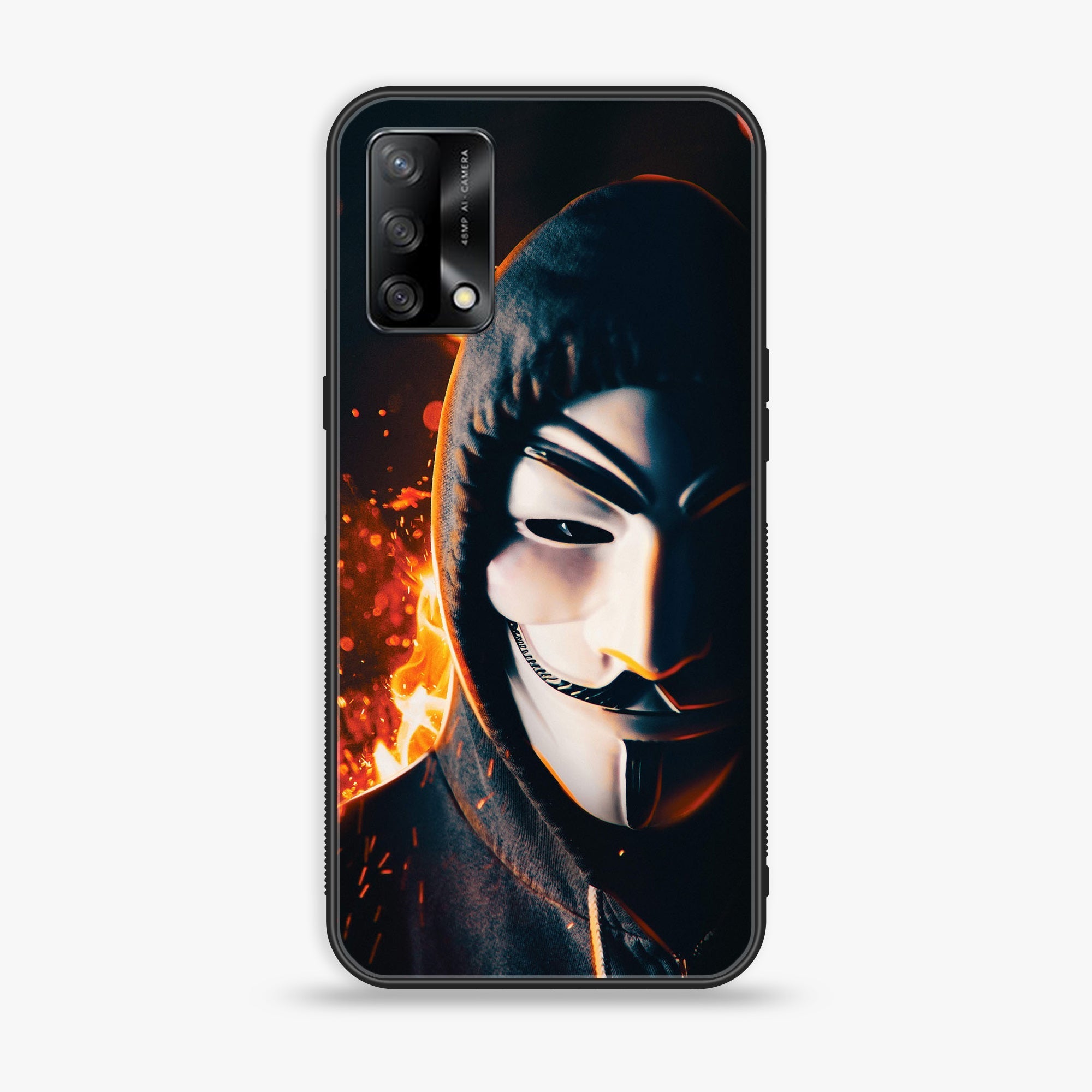 Oppo A95 - Anonymous 2.0  Series - Premium Printed Glass soft Bumper shock Proof Case