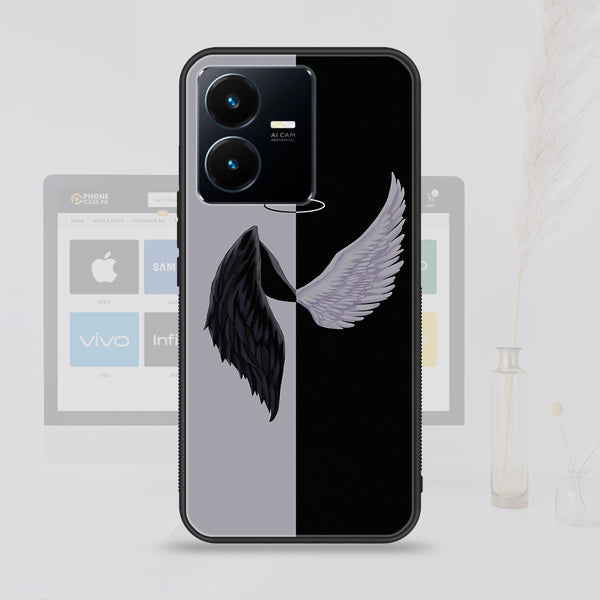 Vivo Y22  Angel Wings 2.0 Design 5  Premium Printed Glass soft Bumper shock Proof Case CS-14183 CS-14336