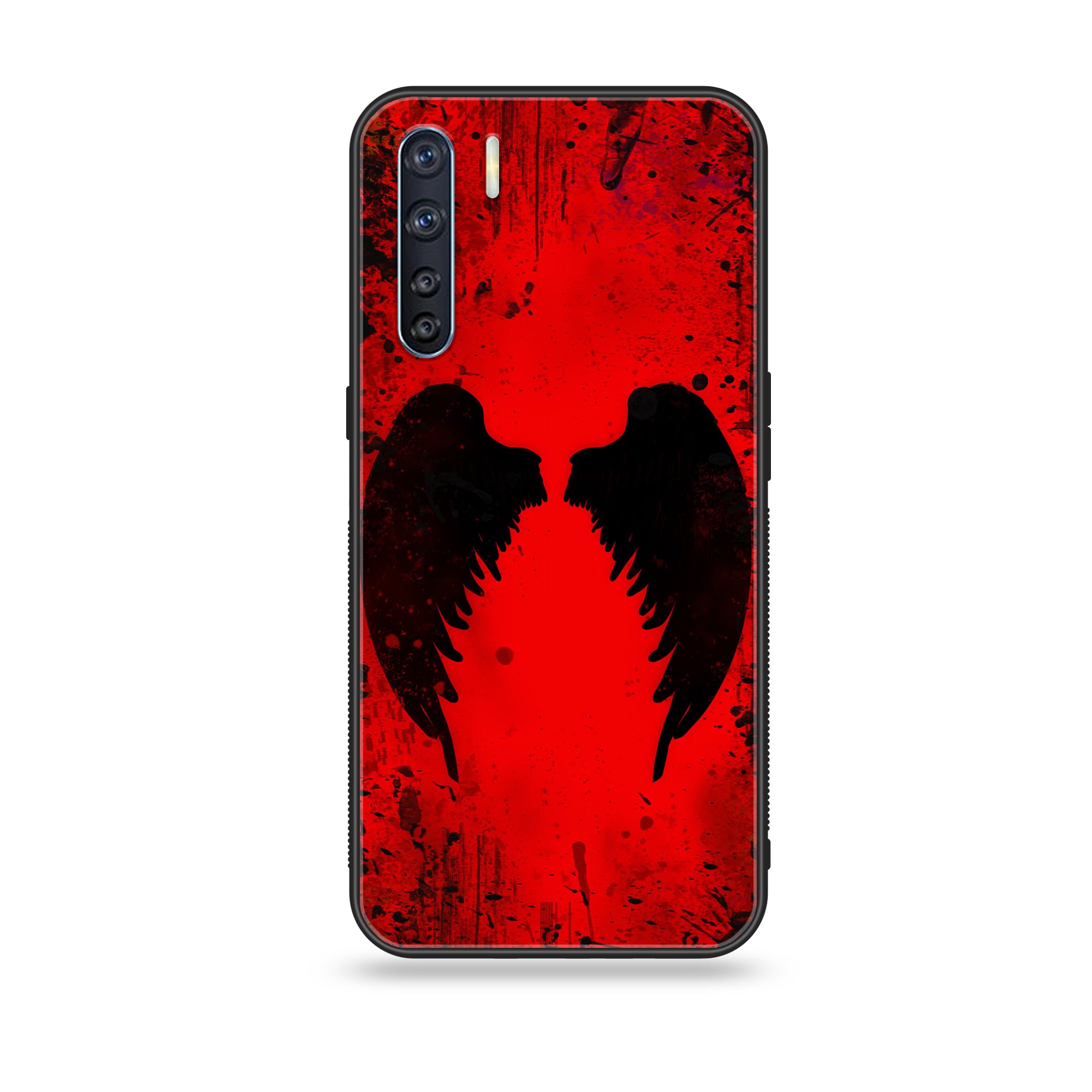 Oppo F15 - Angel Wings 2.0 Series - Premium Printed Glass soft Bumper shock Proof Case