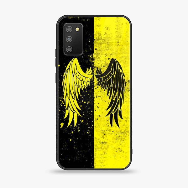 Samsung Galaxy M02s - Angel Wings 2.0 Series - Premium Printed Glass soft Bumper shock Proof Case