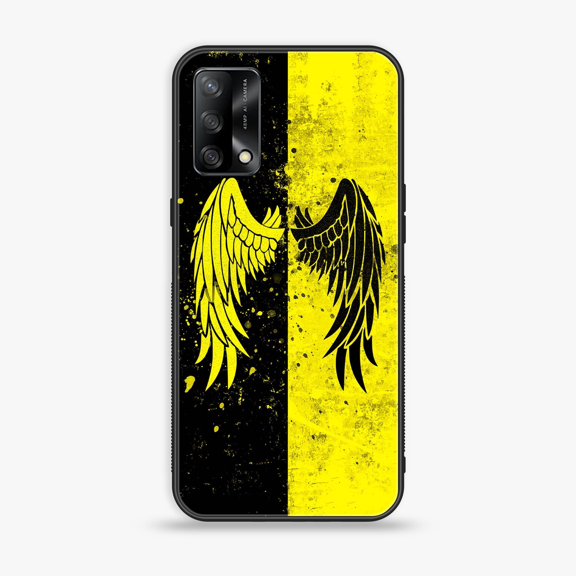 Oppo A95 - Angel Wings 2.0 Series - Premium Printed Glass soft Bumper shock Proof Case