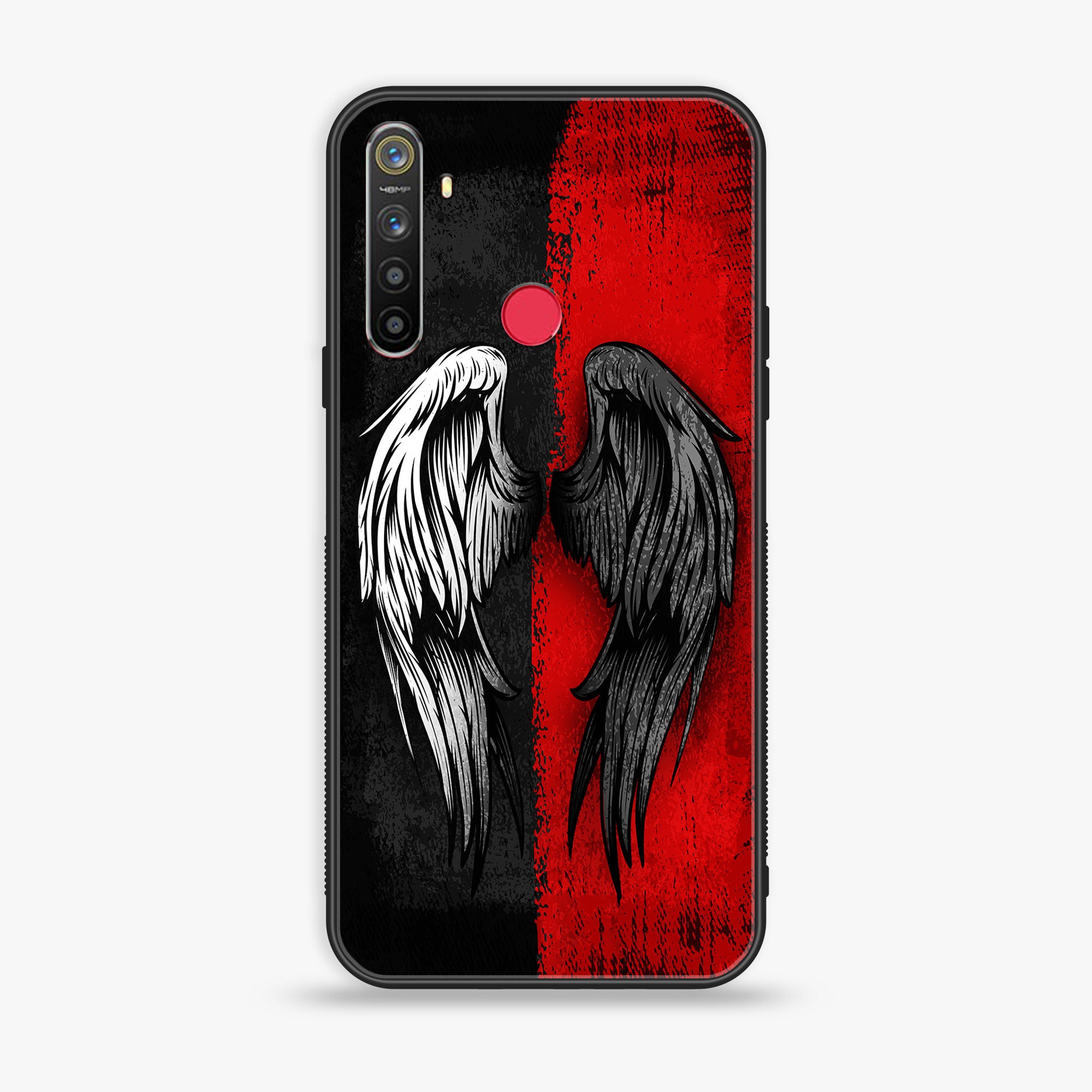 Realme 5s - Angel Wings 2.0  Series - Premium Printed Glass soft Bumper shock Proof Case