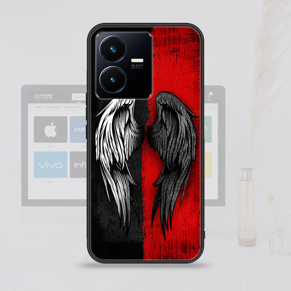 Vivo Y22  Angel Wings 2.0 Design 10  Premium Printed Glass soft Bumper shock Proof Case CS-8389