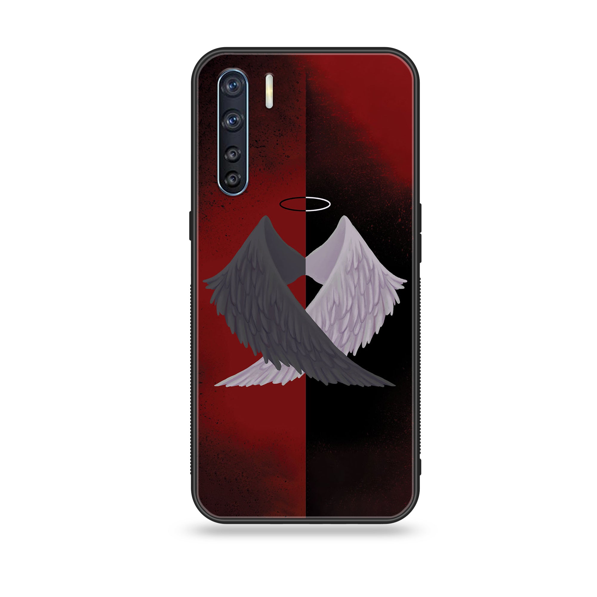 Oppo F15 - Angel Wings 2.0 Series - Premium Printed Glass soft Bumper shock Proof Case