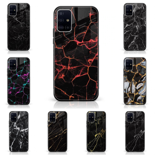 Samsung Galaxy M40s - Black Marble Series - Premium Printed Glass soft Bumper shock Proof Case