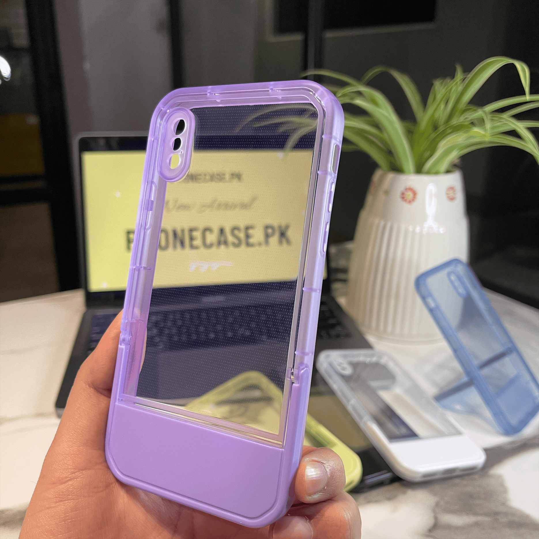 iPhone X/XS Invisible Bracket Stand Transparent Case With Camera Protection