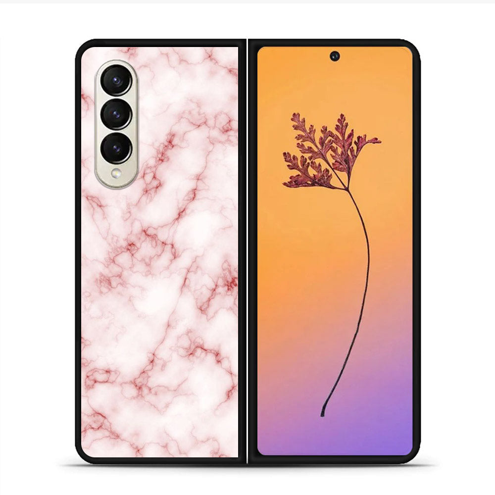 Samsung Galaxy Z Fold 4 - Pink Marble Series - Premium Printed Glass soft Bumper shock Proof Case