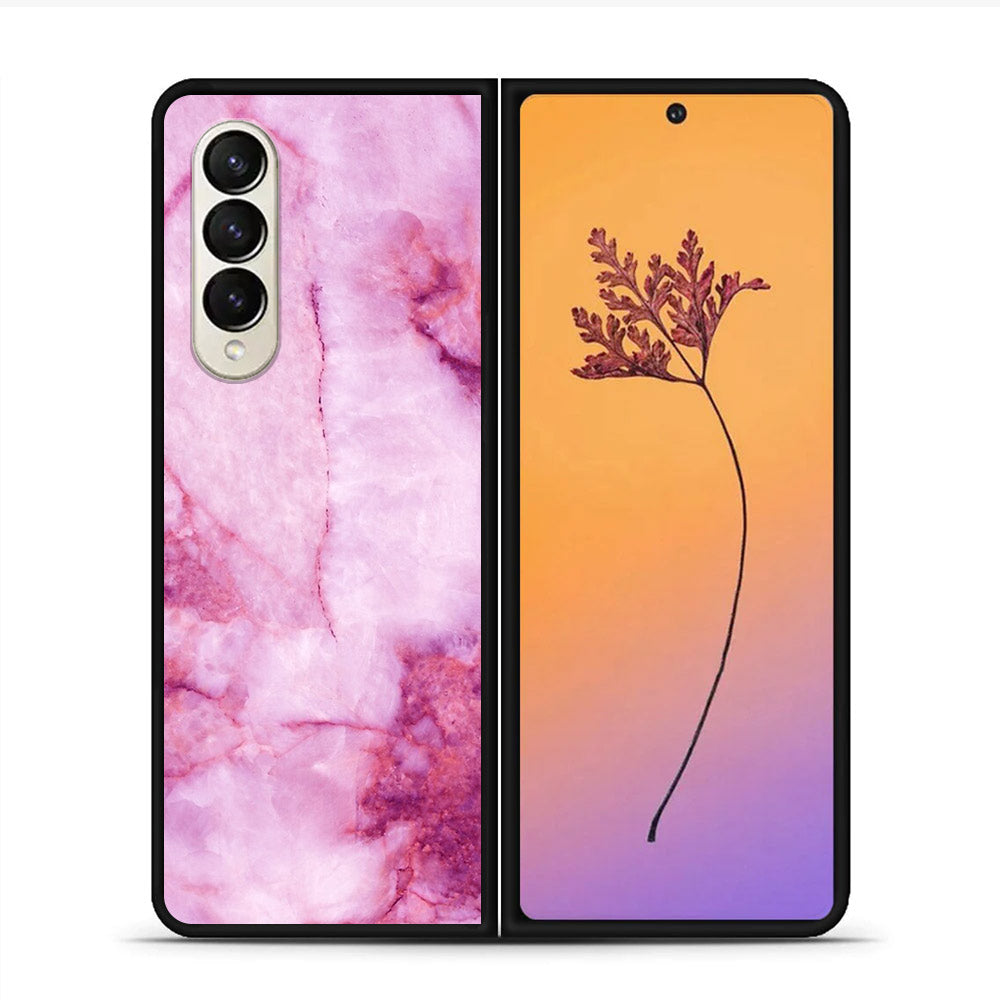 Samsung Galaxy Z Fold 4 - Pink Marble Series - Premium Printed Glass soft Bumper shock Proof Case