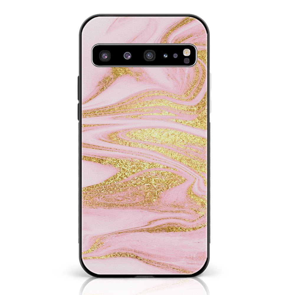 Samsung Galaxy S10 5G - Pink Marble Series - Premium Printed Glass soft Bumper shock Proof Case