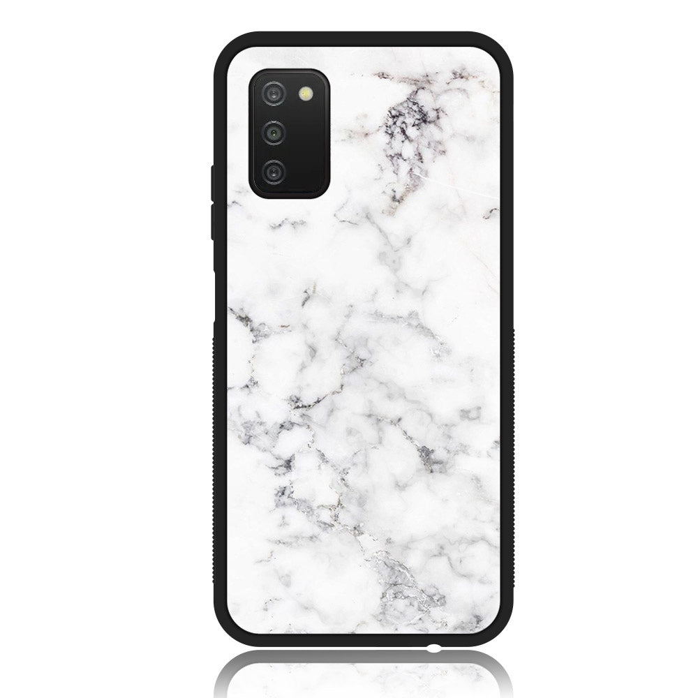 Samsung Galaxy A02s - White Marble Series - Premium Printed Glass soft Bumper shock Proof Case