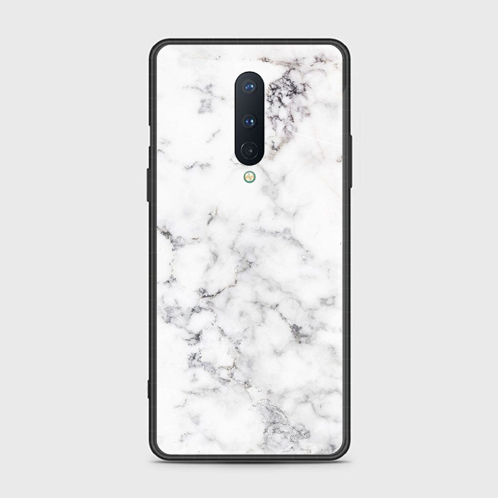 OnePlus 8- White Marble Series - Premium Printed Glass soft Bumper shock Proof Case