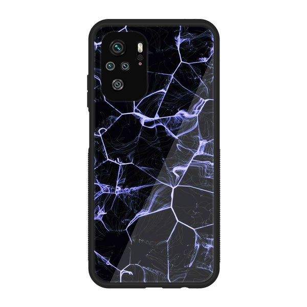 Xiaomi Redmi Note 10S - Black Marble Series Design 10  - Premium Printed Glass soft Bumper shock Proof Case CS-21761