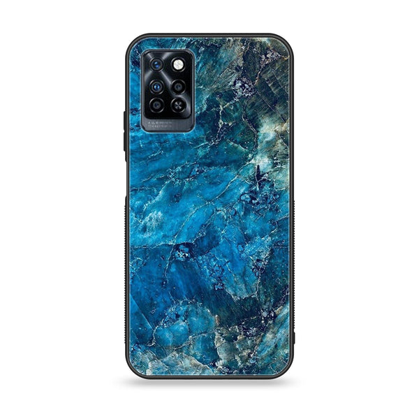 Infinix Note 10 Pro Blue Marble Design 10 Premium Printed Glass soft Bumper shock Proof Case CS-15931