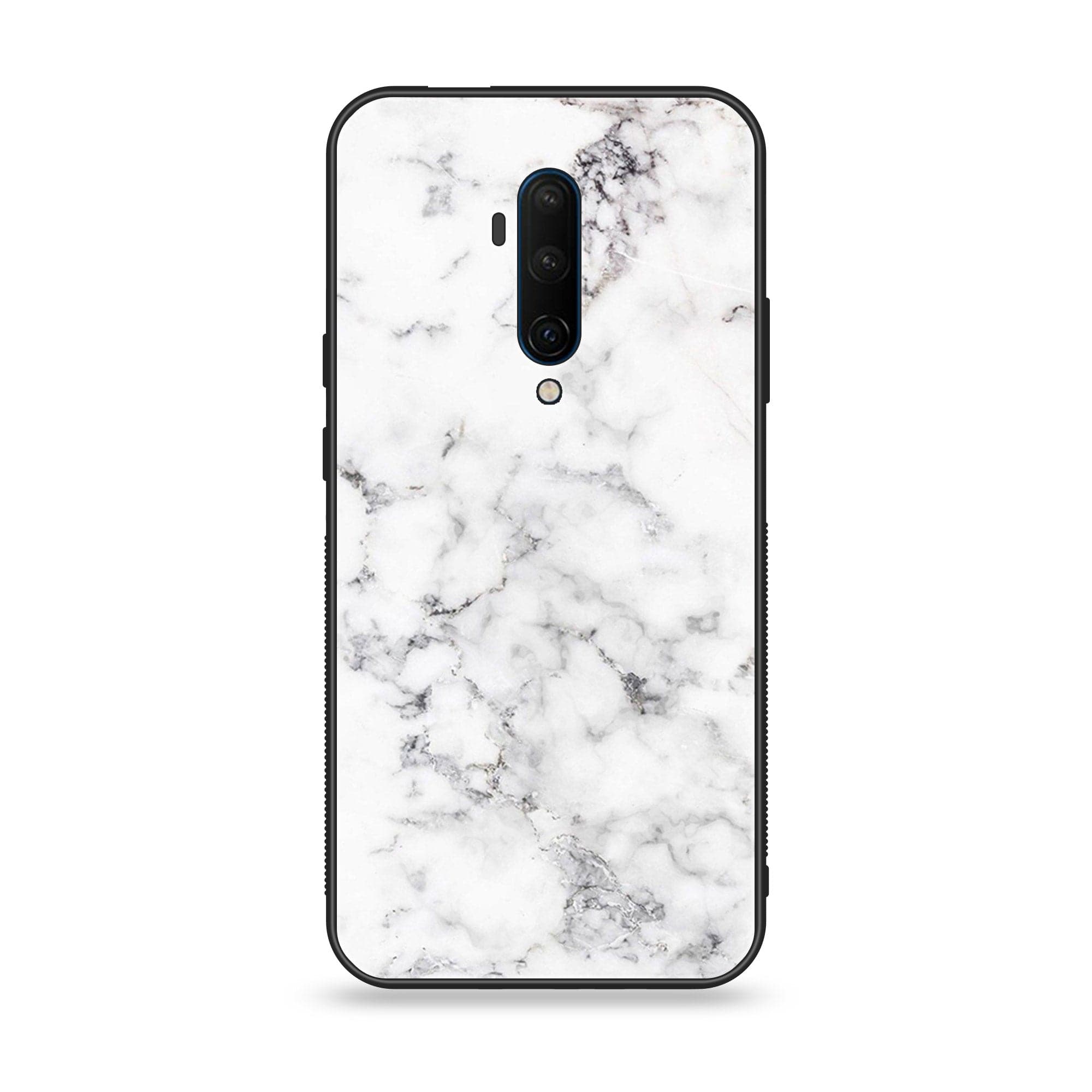 OnePlus 7T Pro - White Marble Series - Premium Printed Glass soft Bumper shock Proof Case