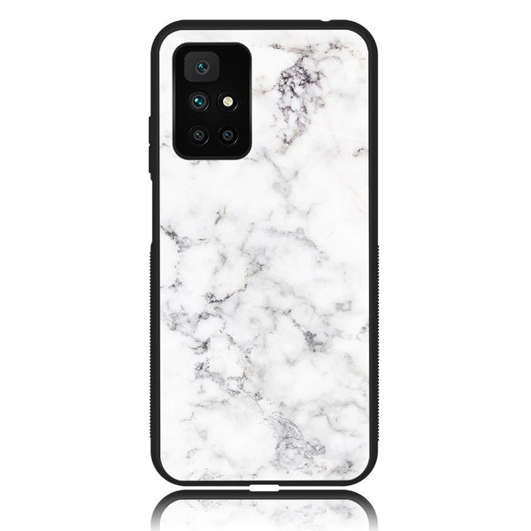 Redmi 10 - White Marble Series  Design 10 - Premium Printed Glass soft Bumper shock Proof Case  CS-20047