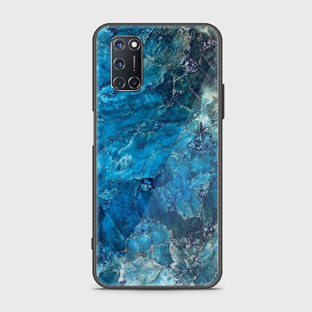 Oppo A52 - Blue Marble Series - Premium Printed Glass soft Bumper shock Proof Case