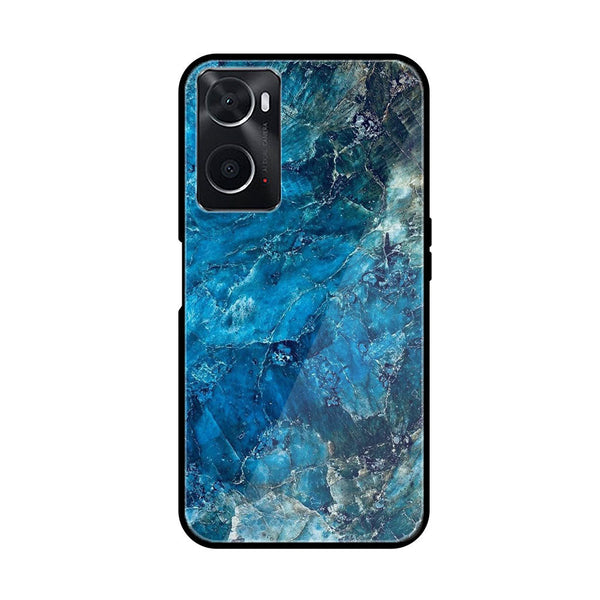 Oppo A96/A76/A36 Blue Marble Series  Design 10  Premium Printed Glass soft Bumper shock Proof Case CS-26958 CS-33459