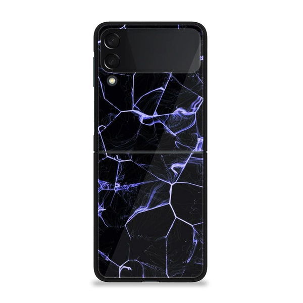 Galaxy Z Flip 3 - Black Marble Series Design 10  - Premium Printed Glass soft Bumper shock Proof Case  CS-19102